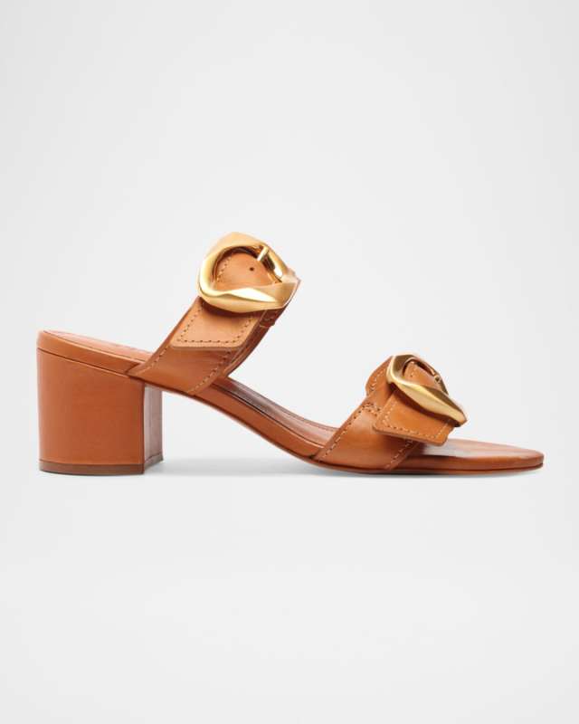 Olga Leather Buckle Slide Sandals